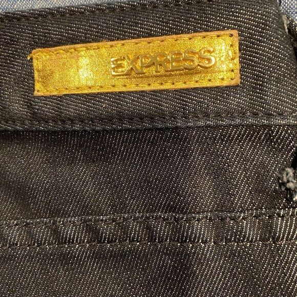 Express Women 4 Blue Stella Boot Leg Jeans Sequin Low Rise Denim Dark shimmery - Picture 13 of 16